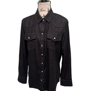 Black Denim Button-Up Shirt Untuckit